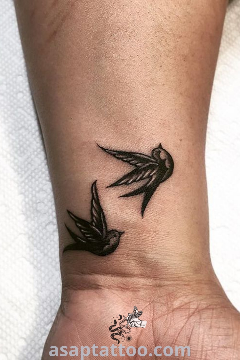 Charming small dove tattoo on a woman