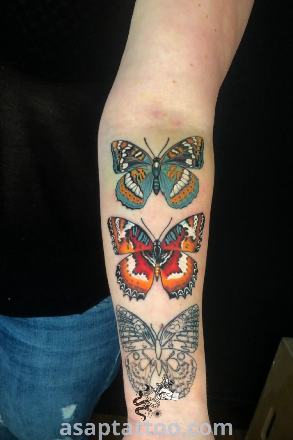 Butterfly tattoo sleeve on a person