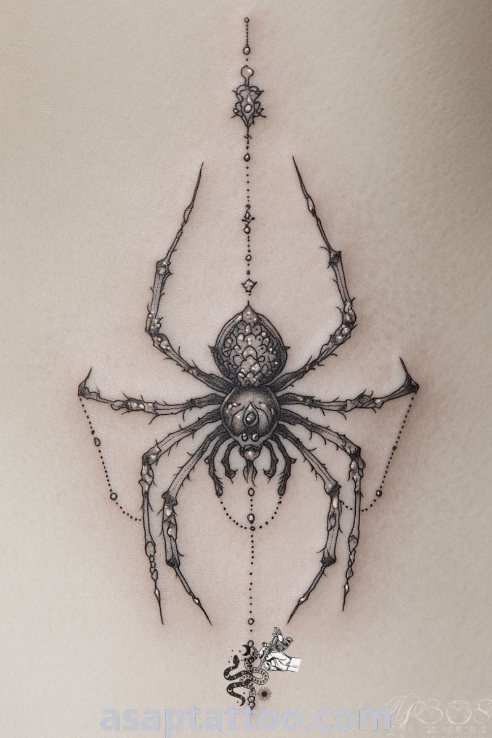 Sacred spider tattoo on bride