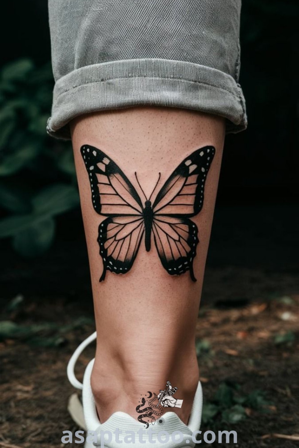 Butterfly tattoo on woman