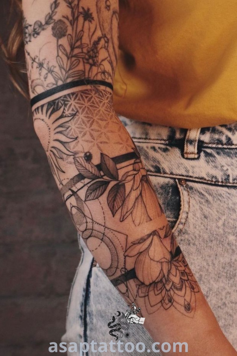 Floral cuff tattoo on a woman