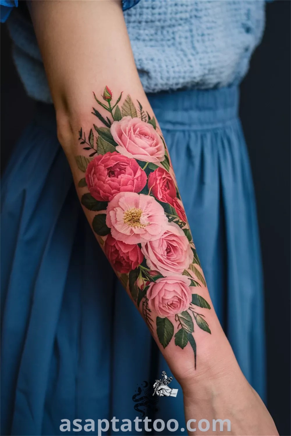 Stunning floral tattoos for women featuring colorful designs like floral shoulder tattoos, flower tattoo bicep, and elegant floral sleeve tattoos. Discover the best tattoo ideas at asaptattoo.com.