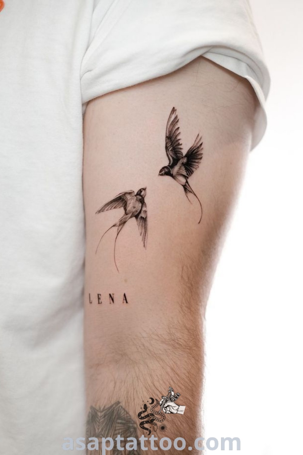 Minimalist leg tattoo on a man