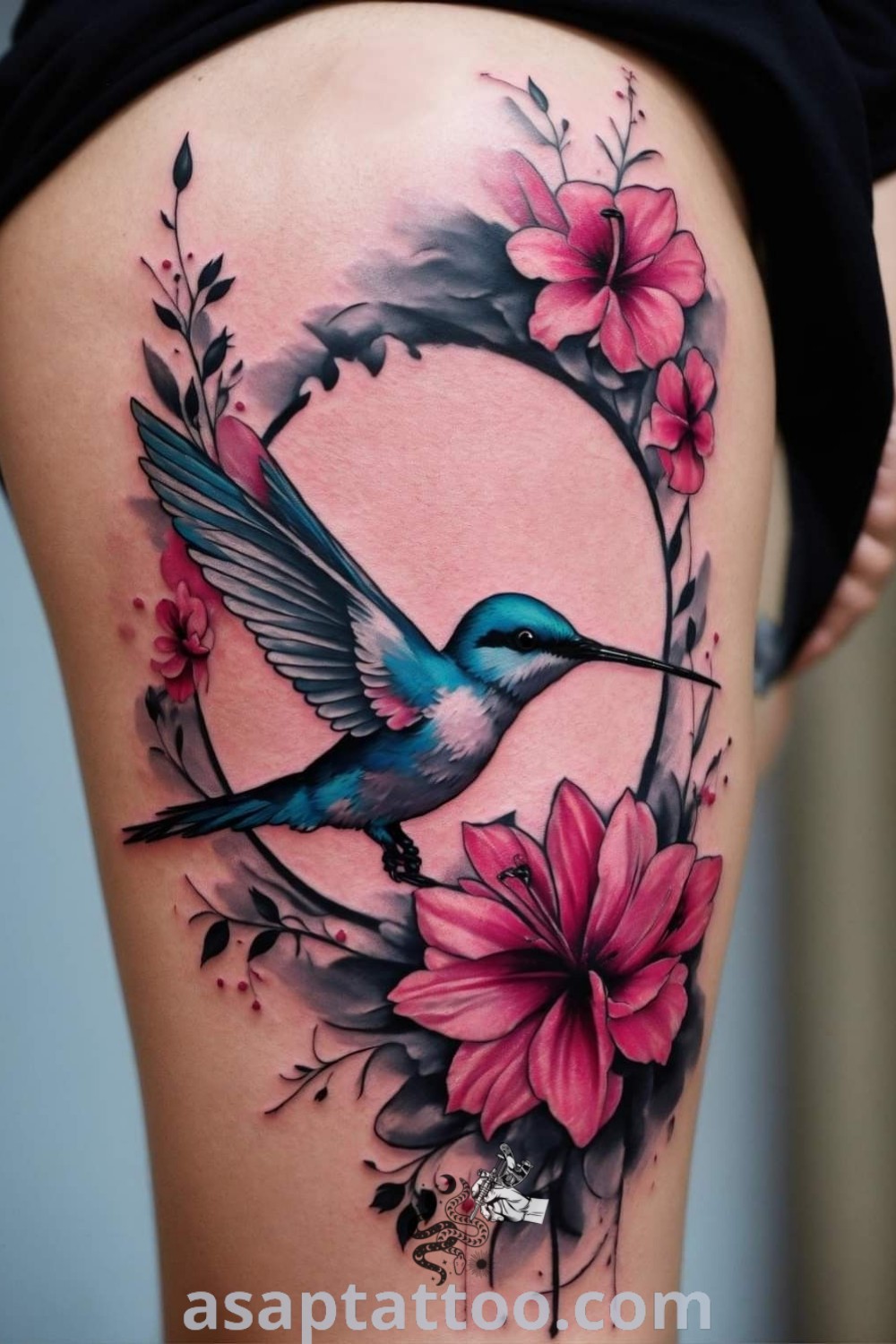 Watercolor tattoo of a woman