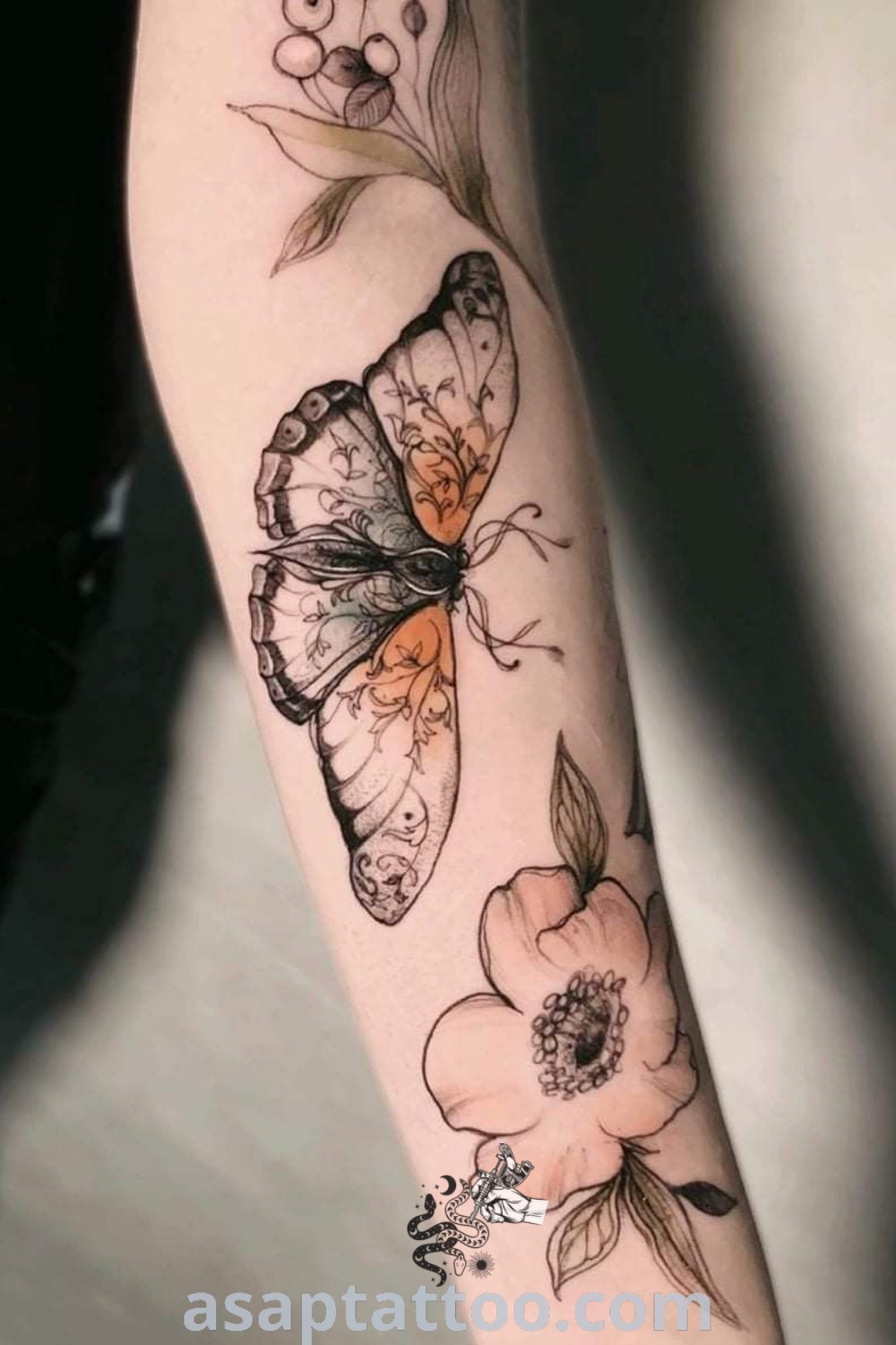 Elegant butterfly tattoo on a woman