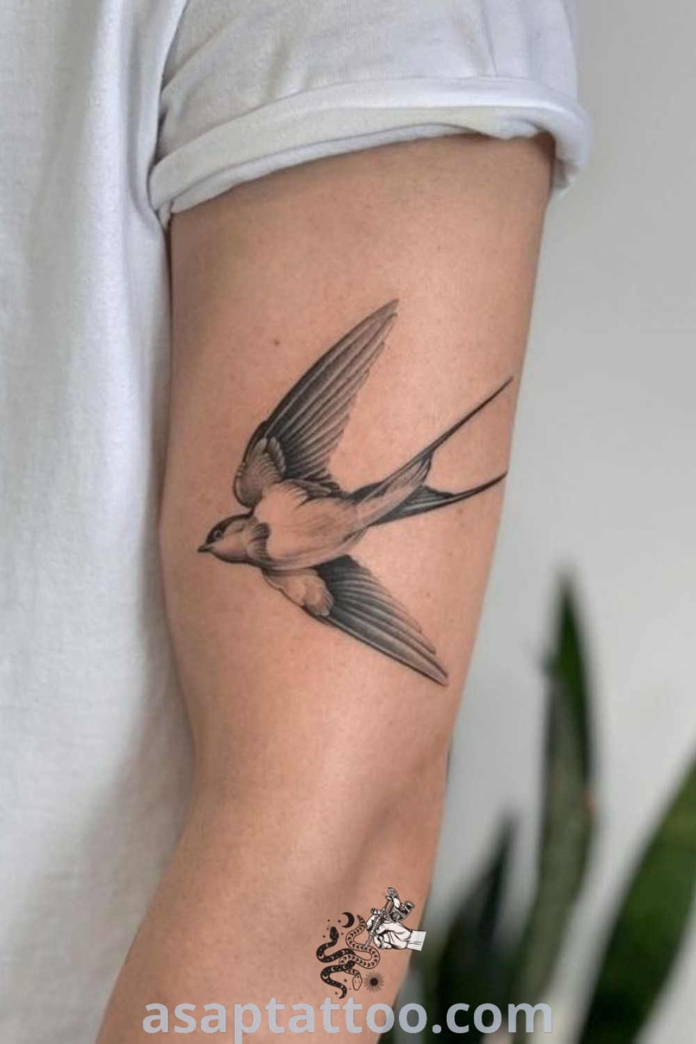 Small bird tattoo of a sparrow on the arm with dotwork design, perfect for those seeking tattoos that inspire and decorate. Explore more amazing ideas at asaptattoo.com.