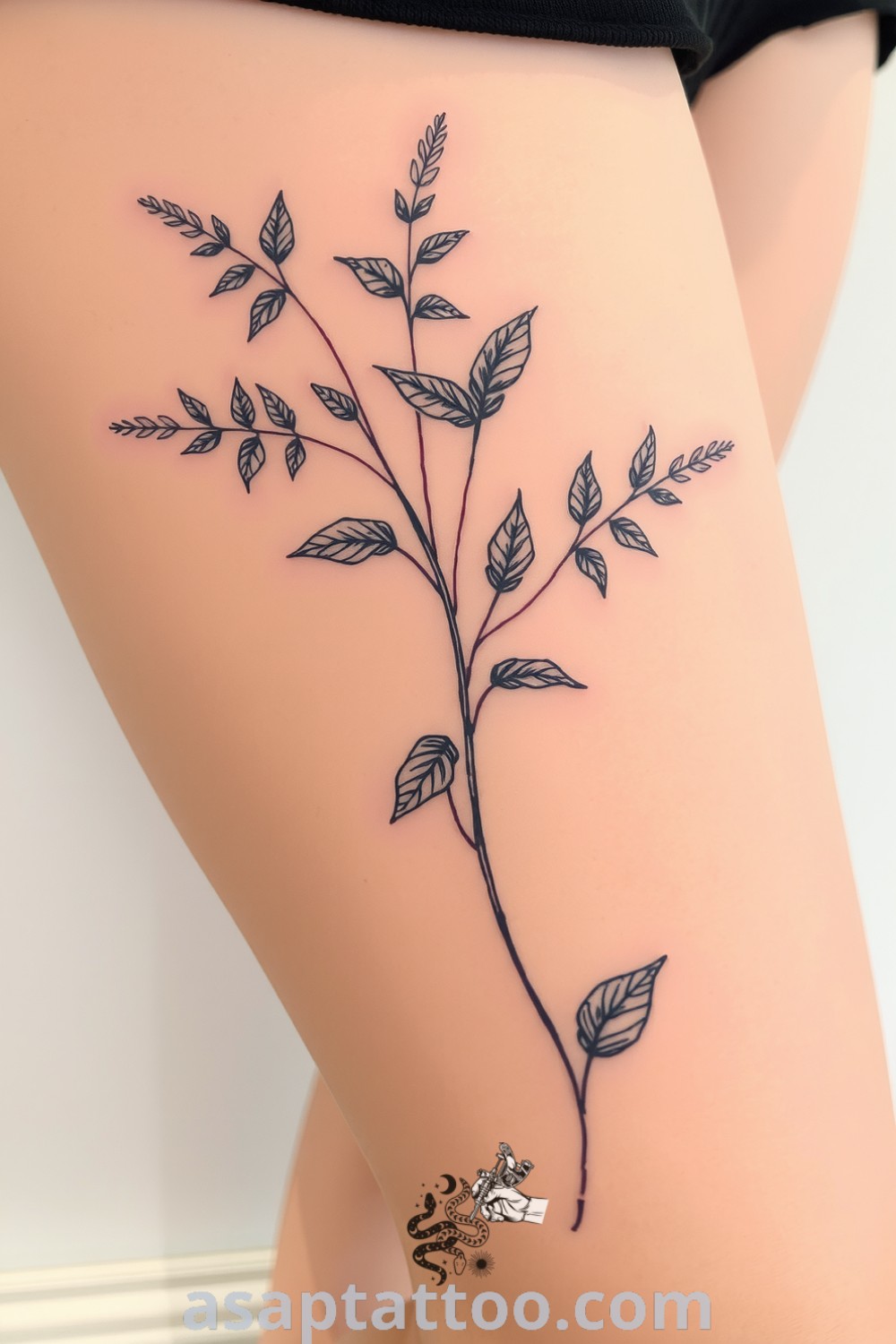 Sketch-style plant tattoo with intricate linework and shading that creates a sense of movement and organic dimension. A gorgeous design you must see to believe. asaptattoo.com