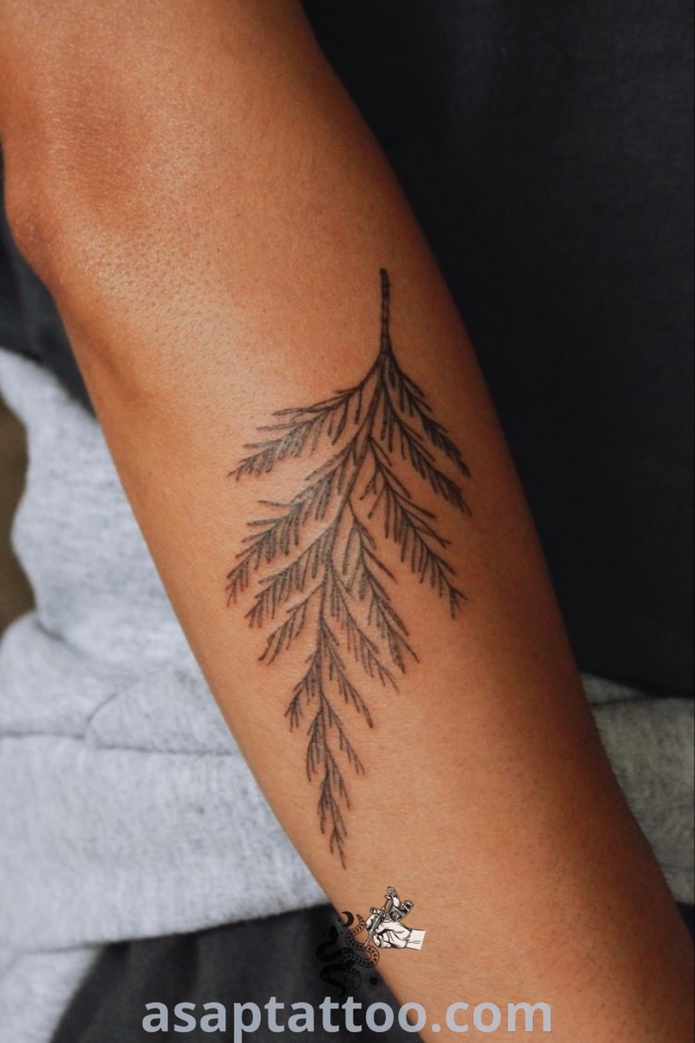 Redwood Leaf Tattoo featuring a woman
