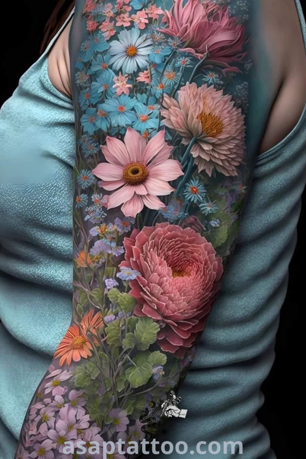 Floral tattoo on a woman